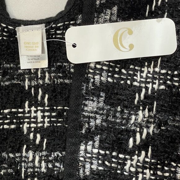 CHARMING CHARLIES Womens Sweater Poncho One Size Black White Metallic Shrug NEW‎ - Picture 5 of 11